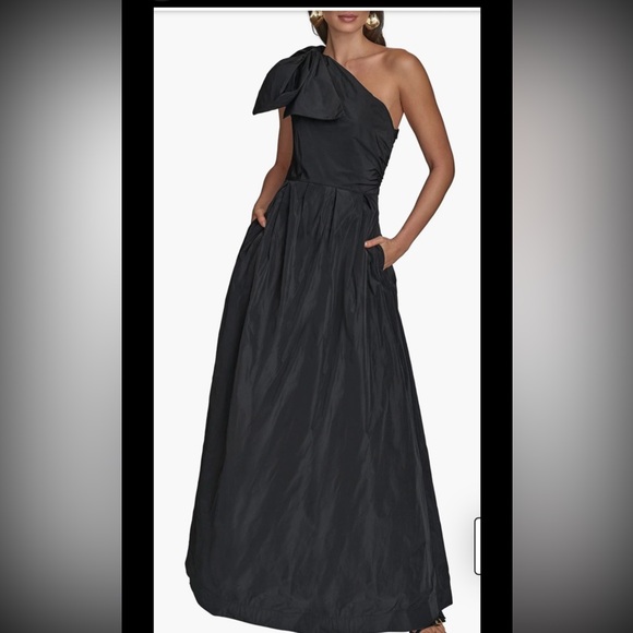 donna karan one shoulder bow dress Donna Karan New York Bow One-Shoulder Gown - Navy Nvy